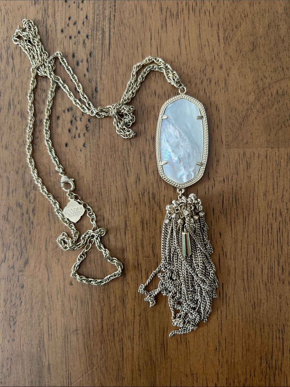 Kendra Scott Gold Mother-of-Pearl Tassel Pendant Necklace